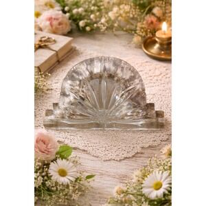 Royal Limited Crystal Fan Napkin Holder Handcut Lead‎ Crystal Czech Republic